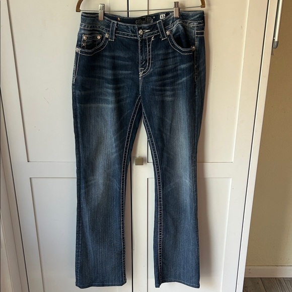 Miss Me Dark Blue Boot Cut Jeans Size 33/12 Length 32 Preowned - Picture 1 of 11